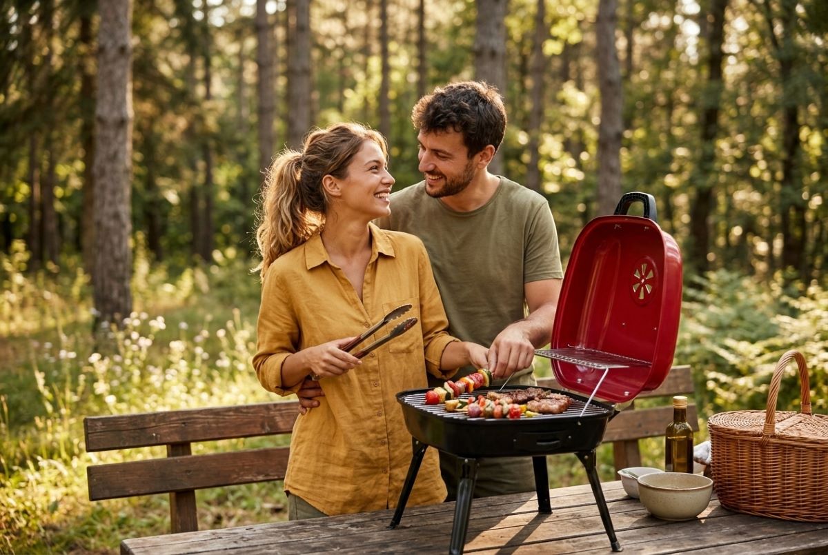 GrillMaster Přenosný skládací gril na dřevěné uhlí WM095583 3